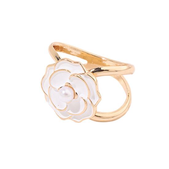 Anneau de foulard fleur perle artificielle Bouton noué coin de vêtement Attache-cravate T-shirt Attache-boucle coulissante Porte-anneau pour foulards en soie Accessoires vestimentaires