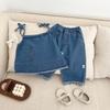 Children'S Clothing Girls' Denim Suit Spring Clothing Baby Foreign Fashionable Loose Suspender Top Wide Leg Pants