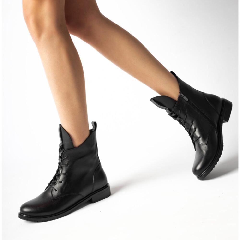 Echtes Leder Schwarz Damen Lederstiefel