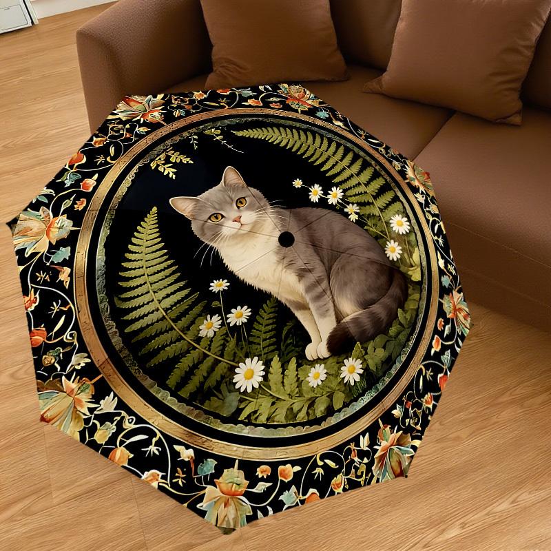 1PC Cat Floral Umbrella-8-Rib Reinforced, Automatic Open, Lightweight & Durable, Cute Fashion Accessory for Outdoor-K1288