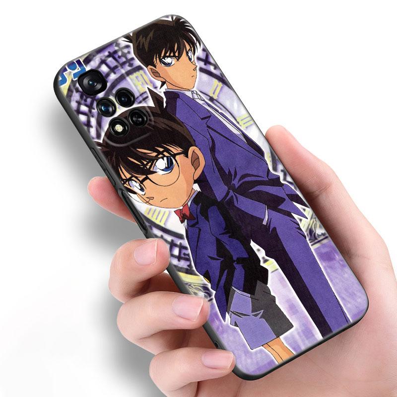 Anime Detective Conan Black Silicone Phone Case For Xiaomi POCO X3 X4 NFC F5 M3 M4 M6 X5 X6 Pro F3 F4 GT 5G C55 C65 M5