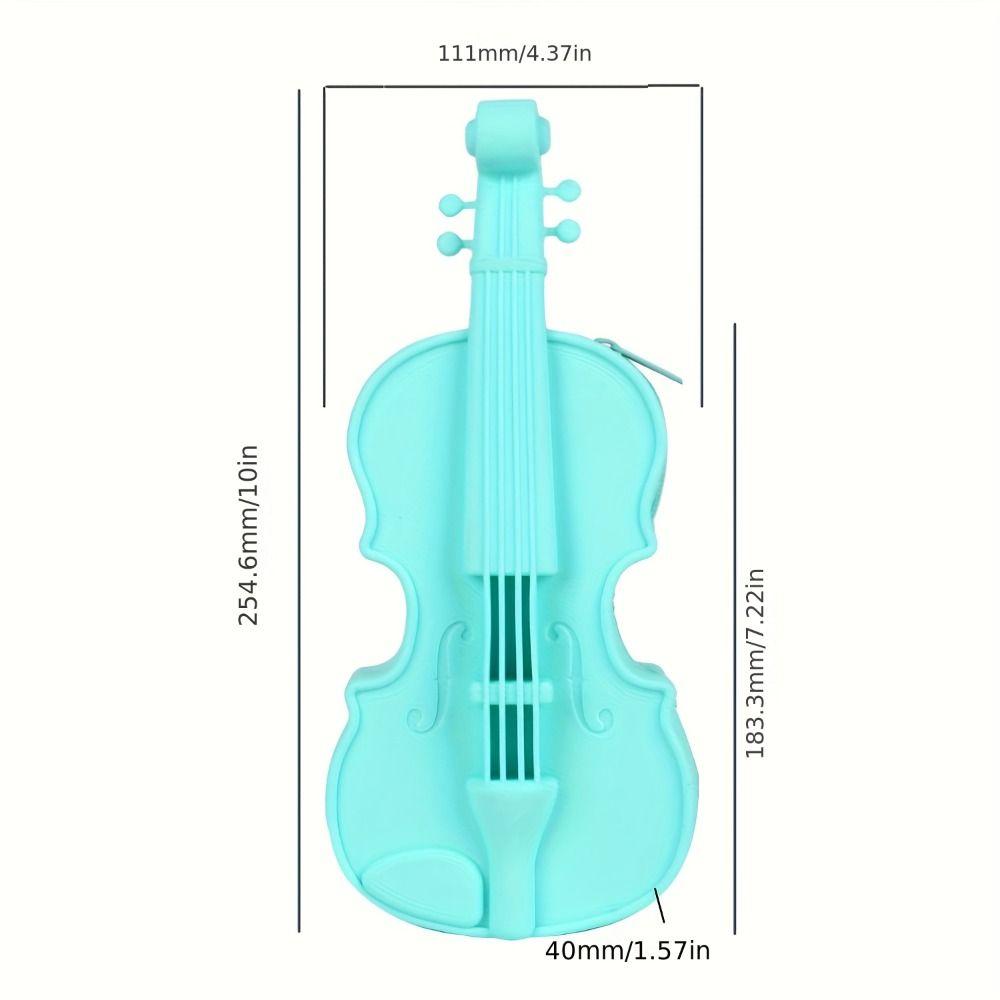 Cute Design Violin Pencil Case Lightweight Makeup Pouch Stylish Case Gift Music Lovers  School Use
