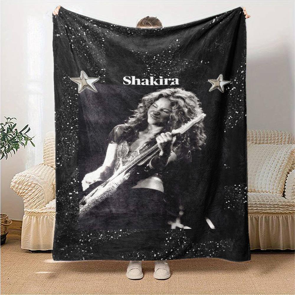 Shakira Poster Print Flannel Blanket High Quality Warm Comfortable Cover for All Seasons Perfect for Gifts Home Decor