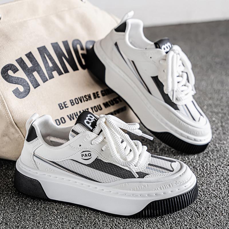 

High Quality Mens Casual Shoes Mesh Breathable Board Shoes Comfortable Platform Walking Sneakers Fashion Anti Slip Sport Shoes 39 белый