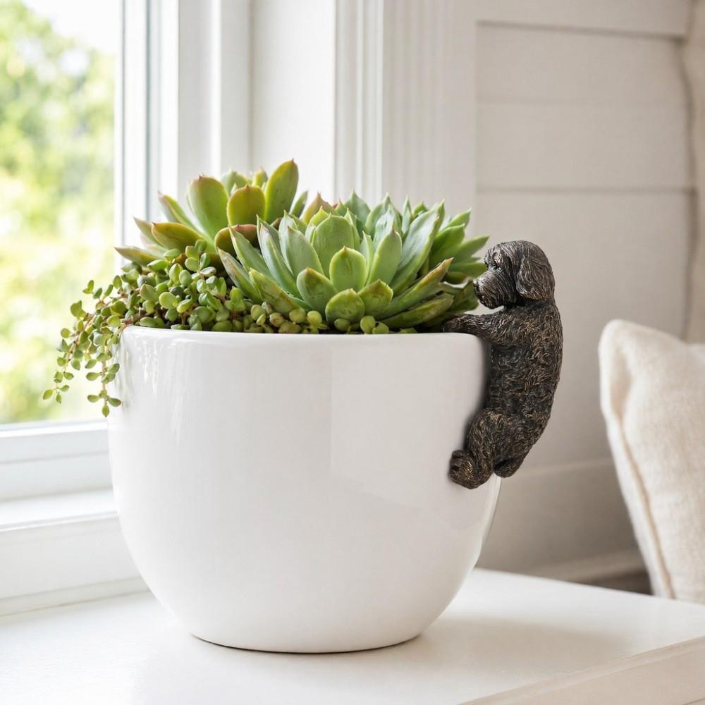 Potted Plant Partner Bronze Gecko Garden Decoration Dog Garden Figurine Balcony Potted Edge
