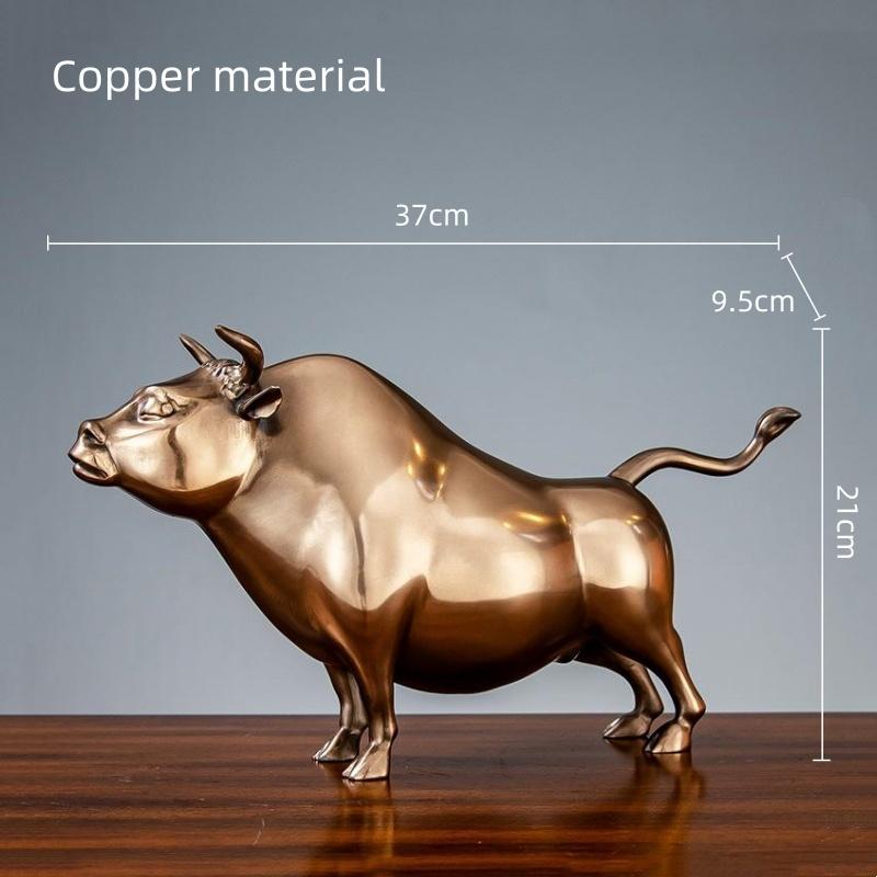 Simulation Animal Sculpture Brass Ornaments Golden Ox Cattle Bull Resin Sculpture Copper Figurines Home Decoration Accessories
