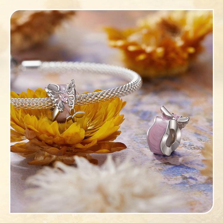 Dream Insect Series Diy Bracelet Beads, Purple Dragonfly Butterfly S925 Silver Beaded Accessories