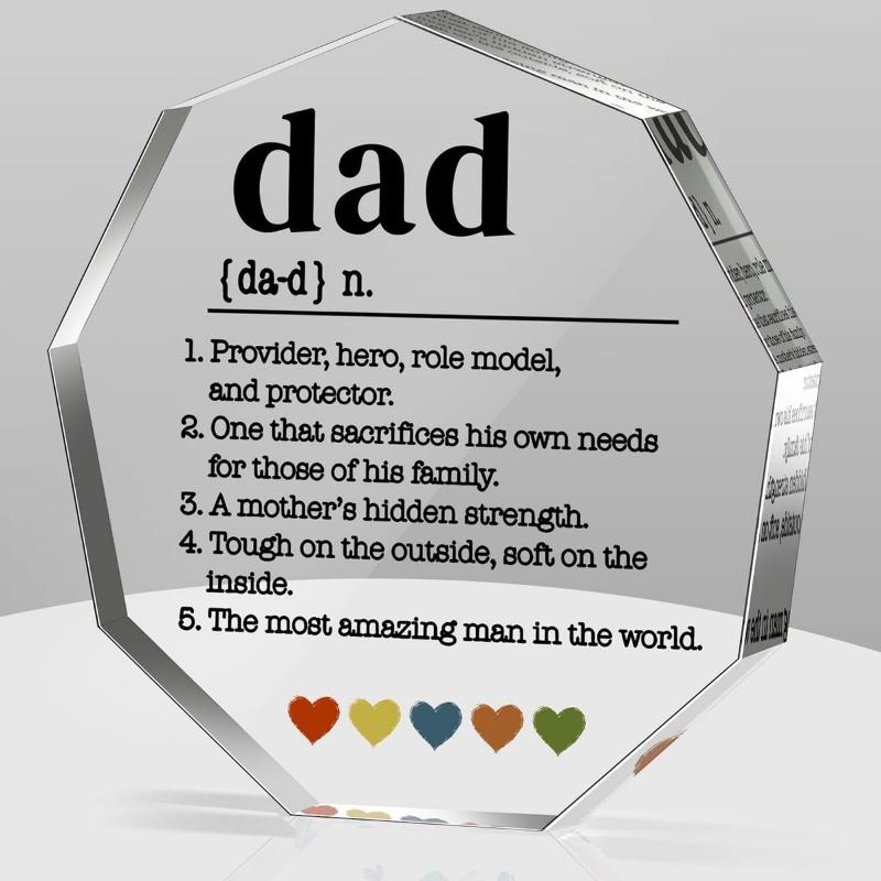 Father’s Acrylic Decorative Sign:"Dad Definition"Gift – Thank You/Birthday/Christmas (for Dad/Stepdad/Bonus Dad,from Kids/Wife).