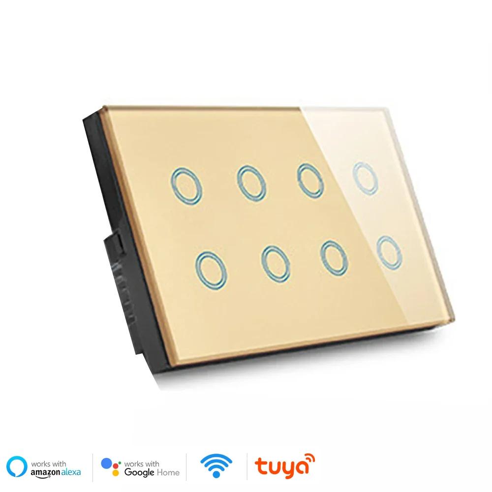 WLAN Smart Touch Licht Wandschalter Interruptor Glaspanel 8-fach 147*86mm Tuya App SmartLife Kompatibel mit Alexa Google Home