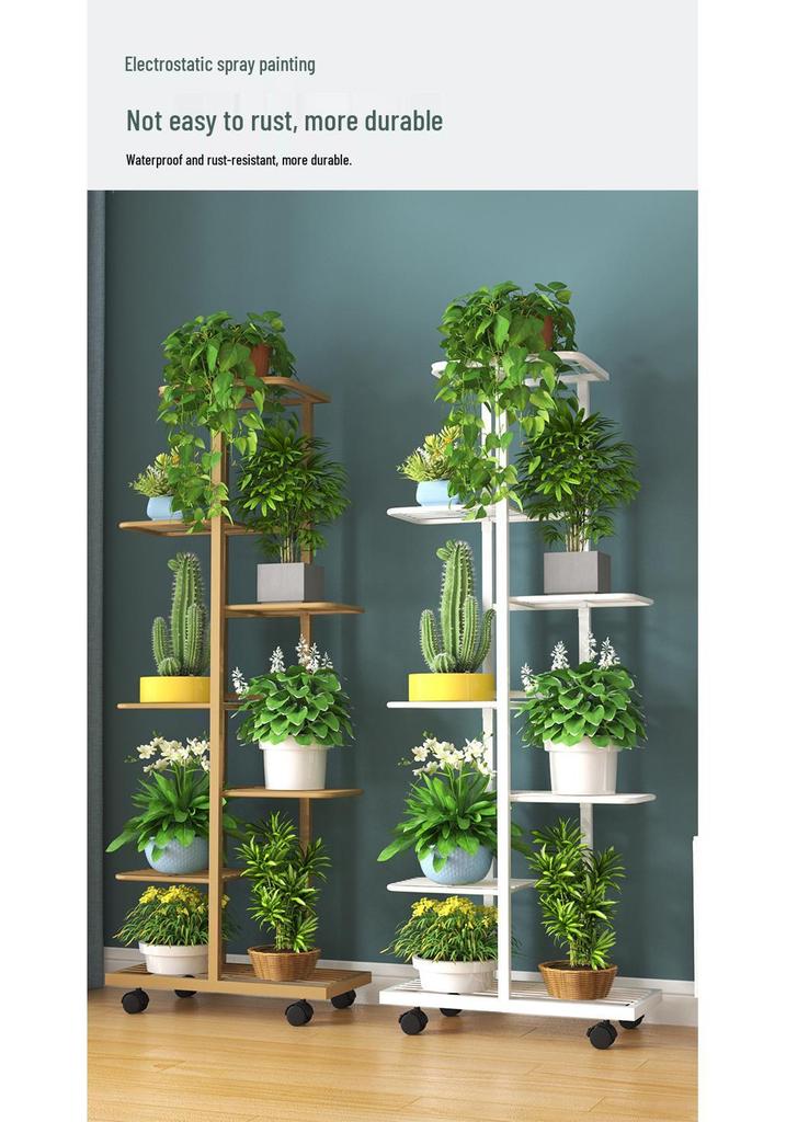 Wrought Iron Multi-layer Flower Stand Shelf for Indoor and Balcony Plant Display