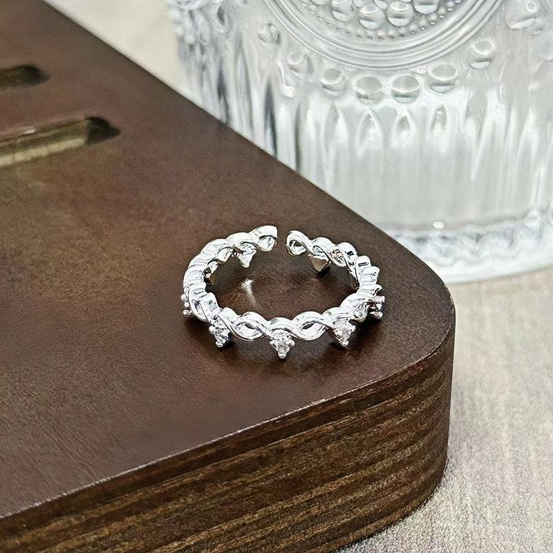 Super Flash Temperament Square Zir*****Pen Ring Light Luxury Niche High-End Ring Simple Fashion Jewelry Women