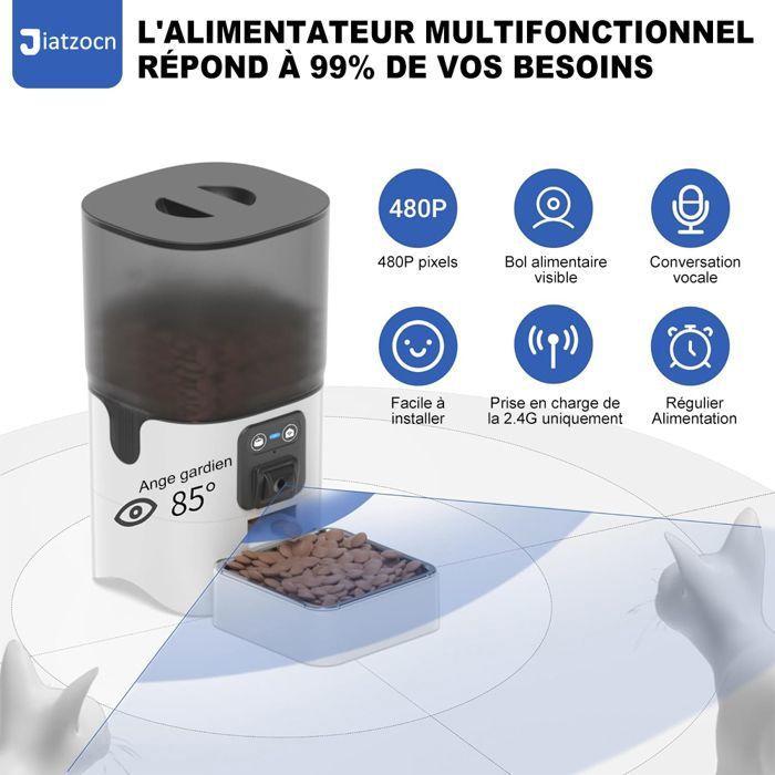 Kibble Dispenser - JIATZOCN - 6L - Camera - 2.4G WiFi - Programmable 1-12 Meals