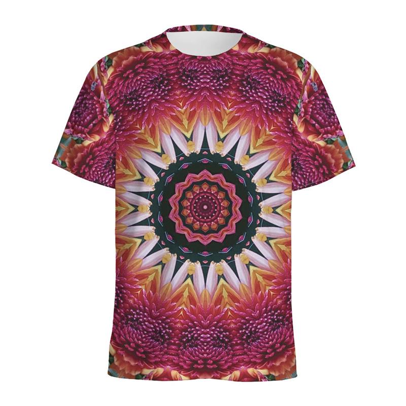 Buntes Kaleidoskop 3D-gedrucktes T-Shirt für Herren Psychedelisches Muster T-Shirt Sommer Lässig Kurze Ärmel Rundhals T-Shirts