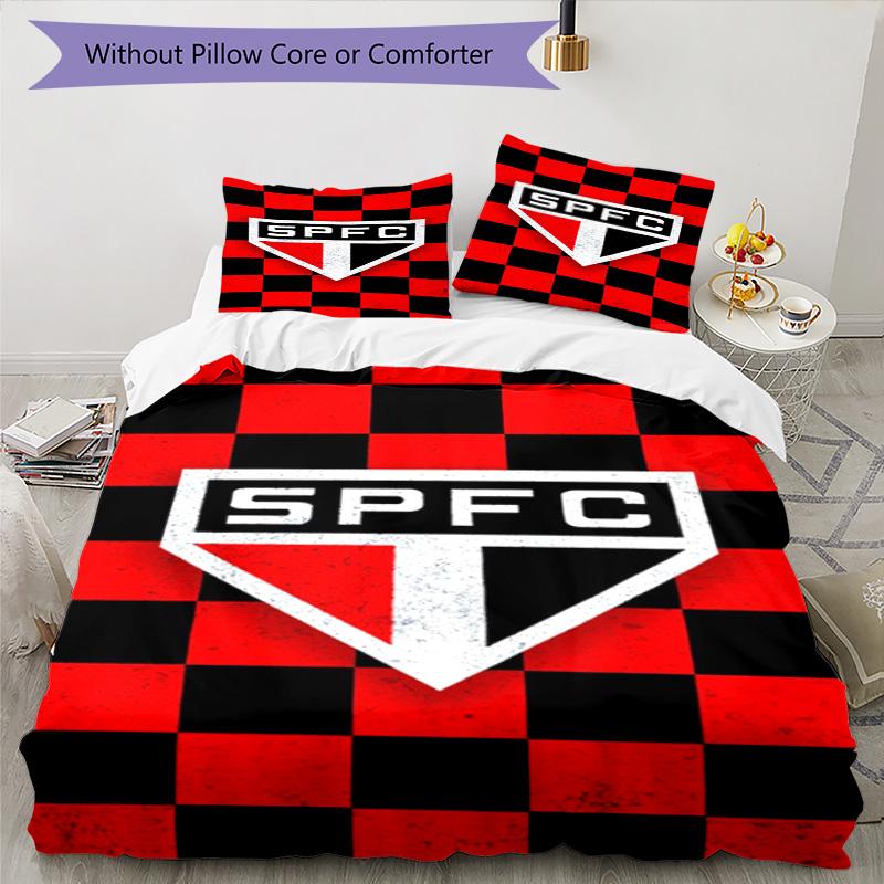 Paulo Fc Emblem Printed Pattern Duvet Cover Set – Includes 1 Duvet Cover and 2 Matching Pillowcases Bedroom Decor Christmas Gifts