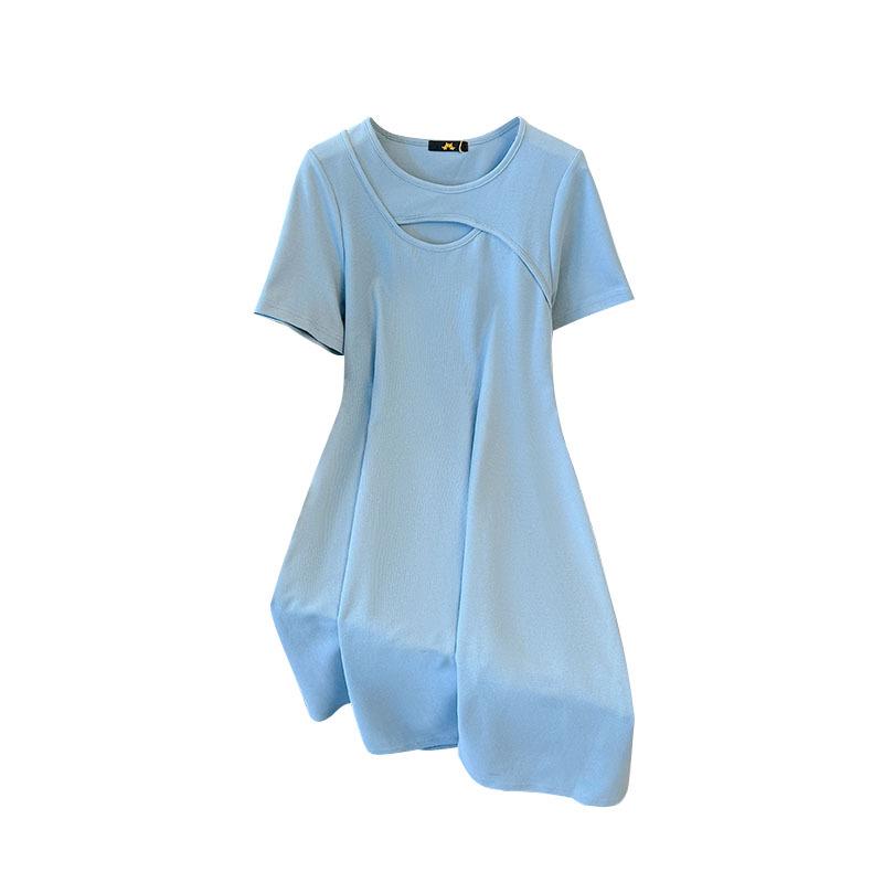 2024 Deformation Strategy Plus Size Women's Short-Sleeve Dress, 120-350 Jin, Niche Design