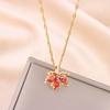 New Fashion Love Memory Red Maple Leaf Pendant Necklace For Women Cute Romantic Female Neck Chain Ladies Stainless Steel Jewelry