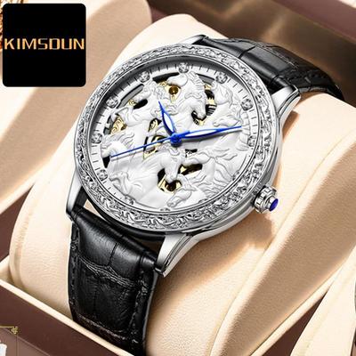 Kimsdun Uhr Herren Top Marke Luxusuhr 3D Schnitzerei Bad Juna Mode Ausschnitt Automatische Mechanische Uhr Uhr