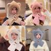Winter Cute Bear Plush Hat Scarf Gloves Set With Windproof Warmth For Women