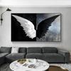 Black and White Angel Wings Canvas Art Canvas Painting Cuadros Poster Print Wall Art for Living Room Home Decor (No Frame)