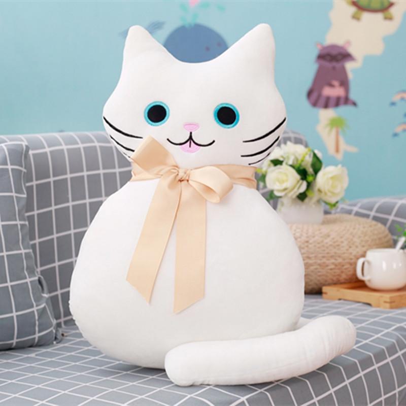 53cm Kawaii Long Tail Cat Plush Toys Stuffed Cute Animal Cat Doll With Bowknot 4 Colors Soft Pillow