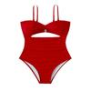 2024 Multicolor Strappy One-Piece Swimsuit: Women's Tummy Control Triangle Bikini with Hollow Out Design for Hot Spring Swimwear.