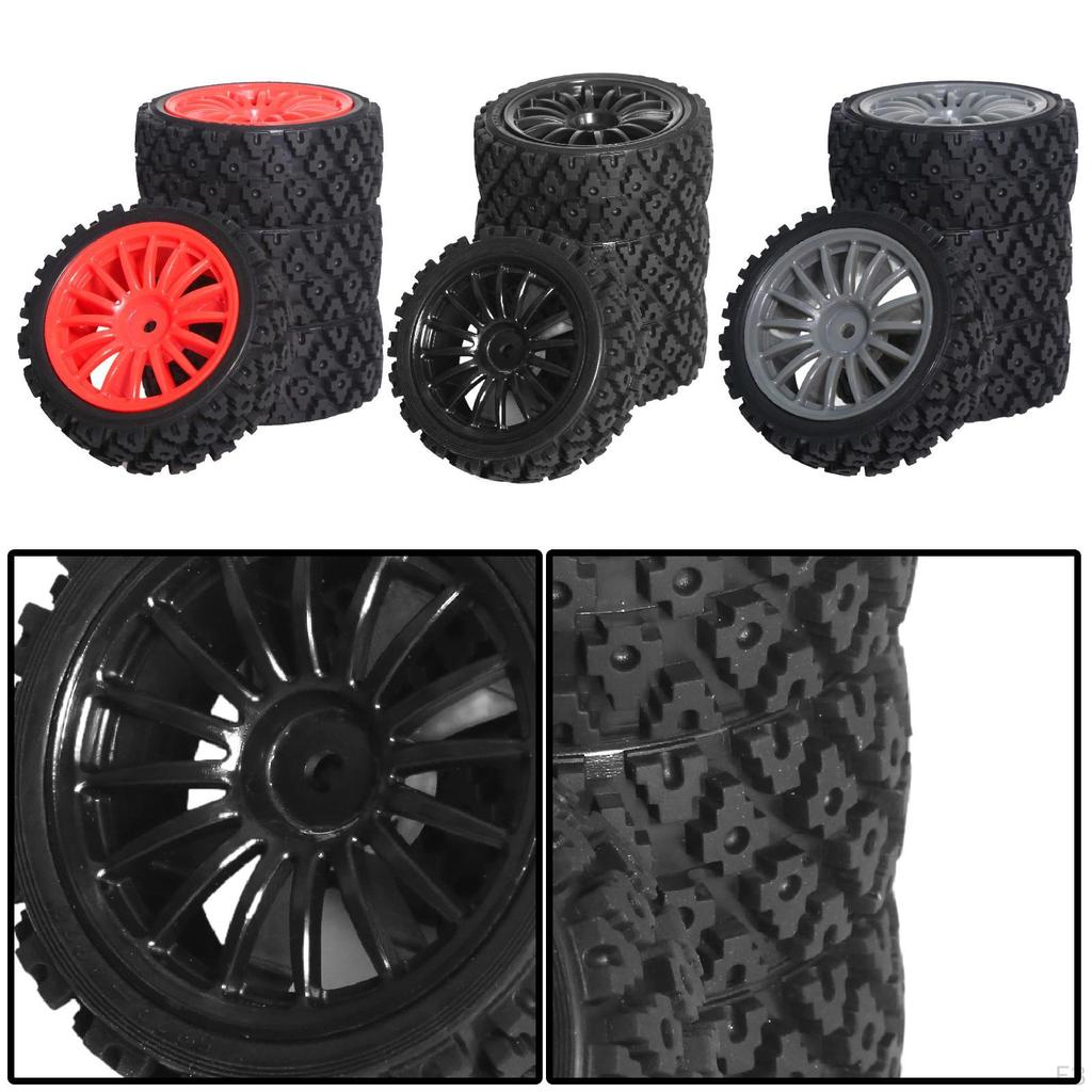 4 Pieces Tires Set 1/10 RC Rally Car Universal Upgrade Professional for XV01 XV02 DIY Modified