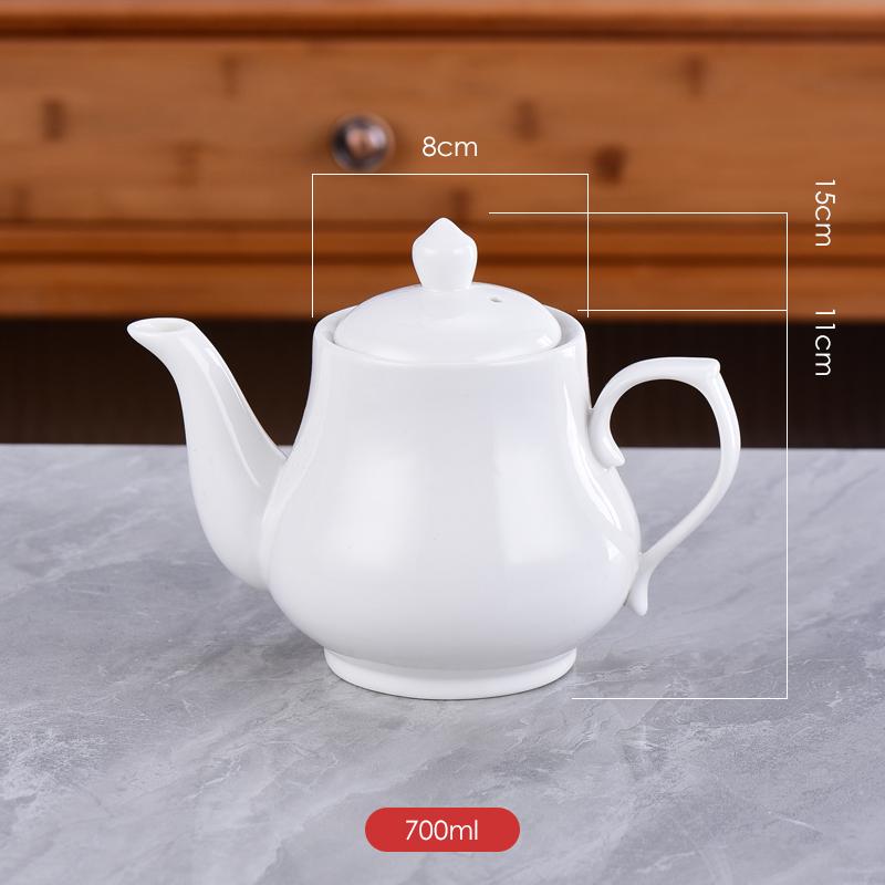 Ceramic Teapot with Built-in Filter, Available In Large & Small Sizes, Heat-Resistant, Pure White for Restaurants & Hotels.