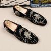 Men's Fashion Suede Leather Embroidery Loafers Mens Casual Printed Moccasins Wedding Shoes Man Party Driving Flats Sizes 38-48