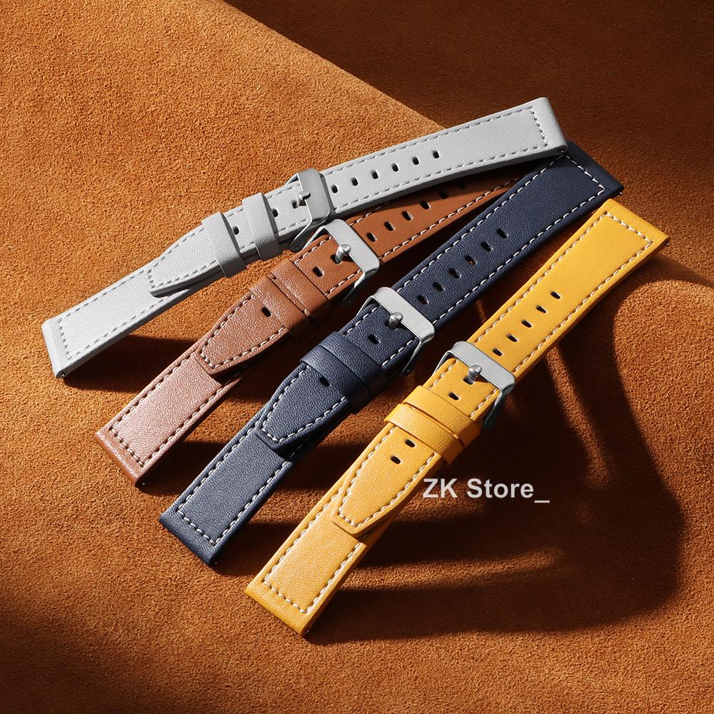 22mm 20mm Leather Strap for Samsung Galaxy Watch 6 5 4 40mm 44mm Gear Band Vintage Bracelet for Xiaomi Redmi Watch 3 Active/Lite