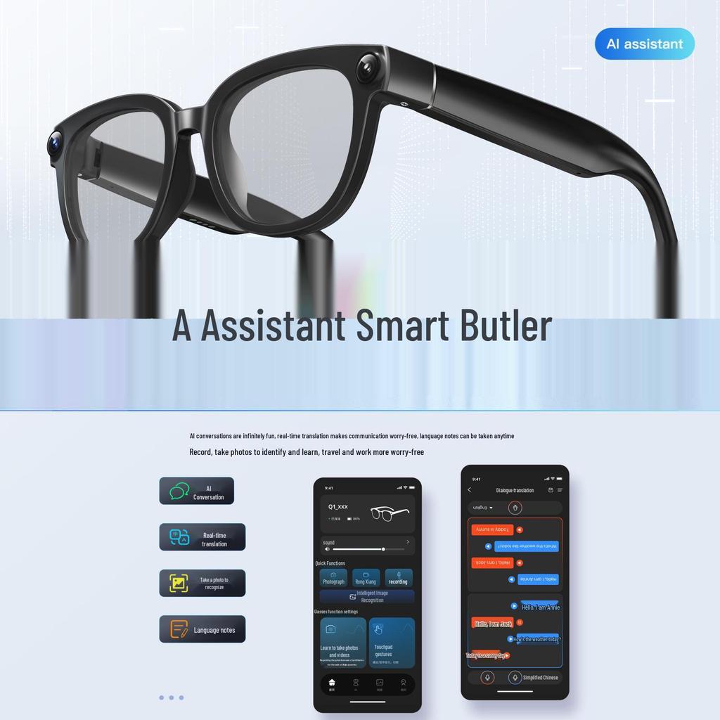 Q1 Smart Glasses: 1300W Photo/Video, Translation, Bluetooth Calls, AI-Enhanced.
