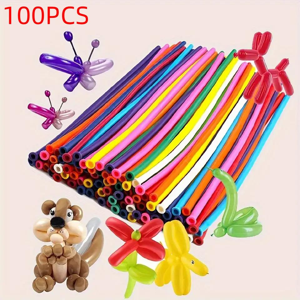 100pcs Balloon Long Strip Spiral Style Color Latex Gathering Party Birthday Wedding Decoration Balloon Design with Inflator