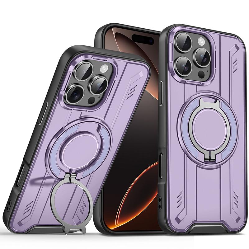 

Металлический держатель-кольцо с вращением на 360° для автомобиля, бронированный чехол для телефона с беспроводной зарядкой для iPhone 16 Pro Max E 14 13 12 11 15 Pro Max, задняя крышка iPhone 15 Pro Max фиолетовый