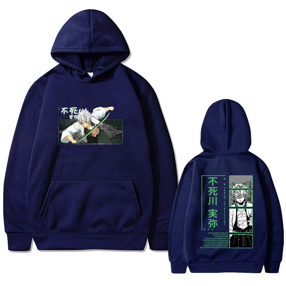 Anime Demon Slayer Shinazugawa Sanemi Graphic Hoodie Kimetsu No Yaiba Print Sweatshirt Male Fashion Oversized Streetwear