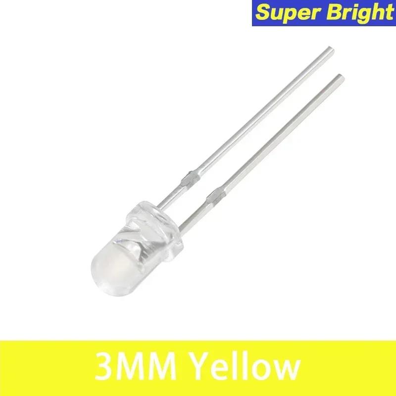 50PCS 3MM F3 LED Diode DIY Kit Ultra Bright Light Emitting Diode Transparent LED Lamp Orange Red Yellow Blue Green