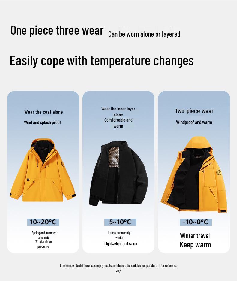 Wysokiej jakości wiatroszczelny, wodoodporny zestaw kurtek szturmowych 3 w 1 dla par