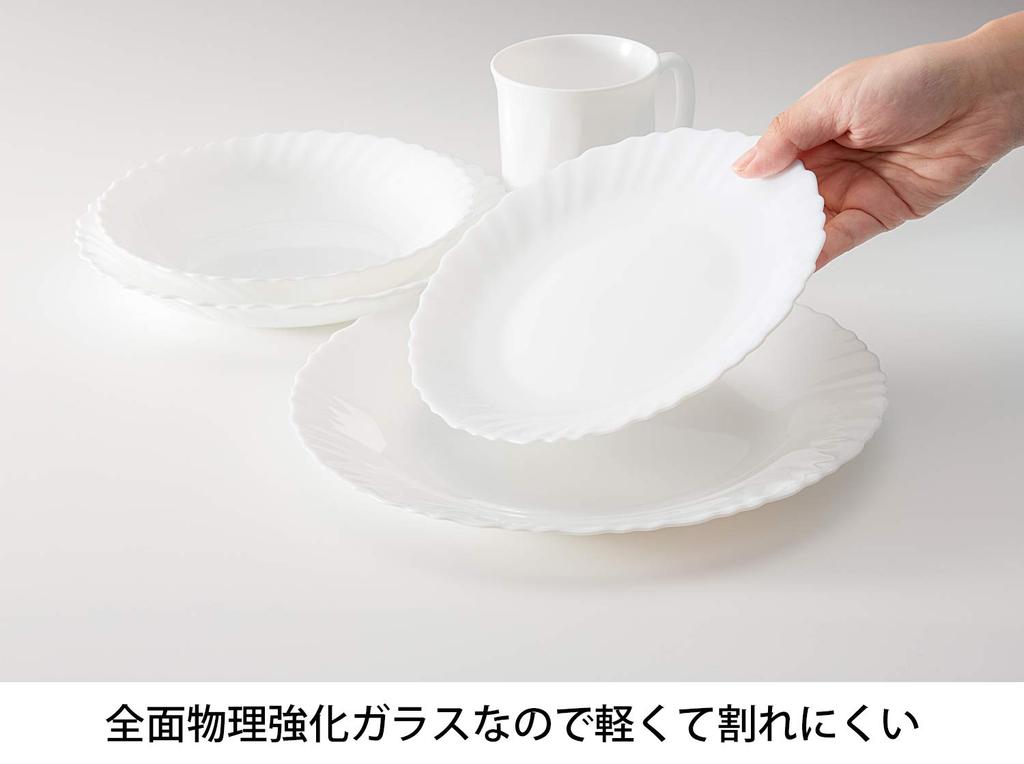 Iwaki Grand Fleur Pattern Large Plates, 25cm X 5-Piece Set, Heat-Resistant Glass Dishware, Microwave Safe, B22222-GF