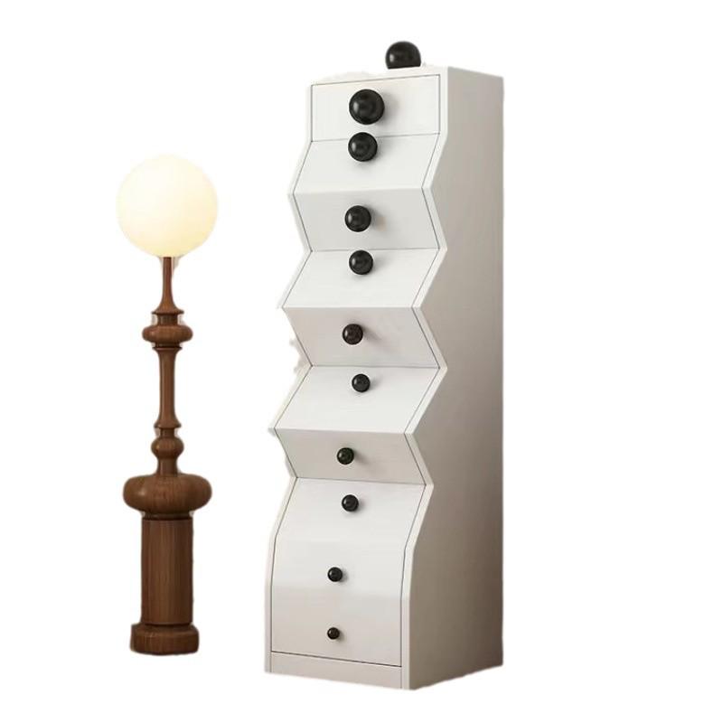Solid Wood Irregular Five-Drawer Cabinet with Bead Design - Unique Living Room Storage Shelf