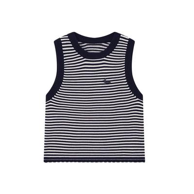 ELLE KIDS French Classic Striped Embroidered Knit Vest for Girls