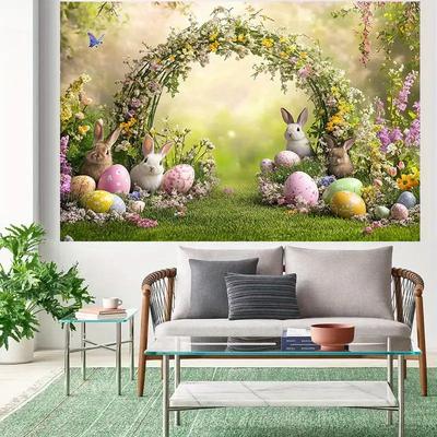 Cute Cartoon Easter Forest Background Spring Celebration Party Theme Decoration Camera Background Banner