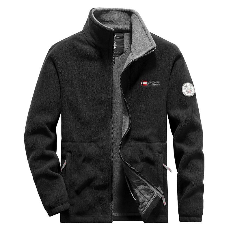 Veste polaire double face pour homme - Manteau décontracté d'extérieur Automne/Hiver 2022 (Style 2218)