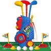 Indendørs Udendørs Børne Golf Skubbevogn Sæt med Tre Golfkøller og Bolde Letvægts Bærbar Legetøj til Træning og Leg