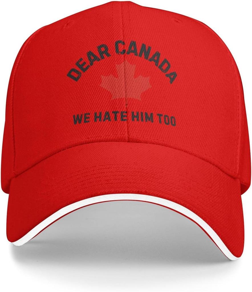Dear Canada We Hate Him Too Maple Leaf Baseball Cap Polyester Adult Adjustable Outdoor