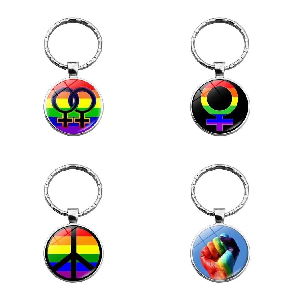 Rainbow Lgbtq Keychain Creative Couple Gift Modern Style Zinc Alloy Key Ring Bag Decoration Xswx4626-1