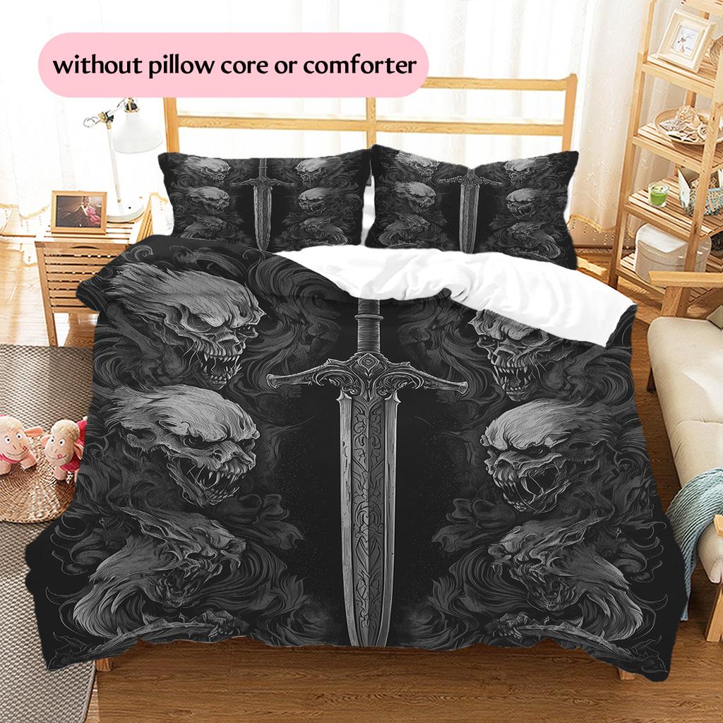 Sword Pattern Bedding Quilt Set Home Decoration Gift (1 * Duvet Cover + 2 * Pillowcase Without Core)