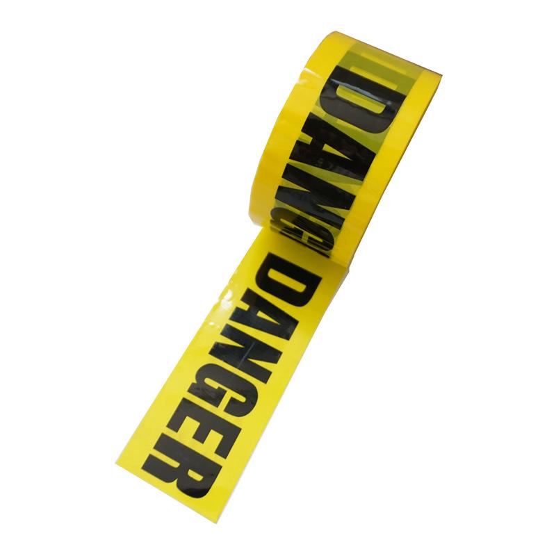 Large Roll Warning Tape - Black Text on Yellow Background, 4.8CM Wide, 25M Long