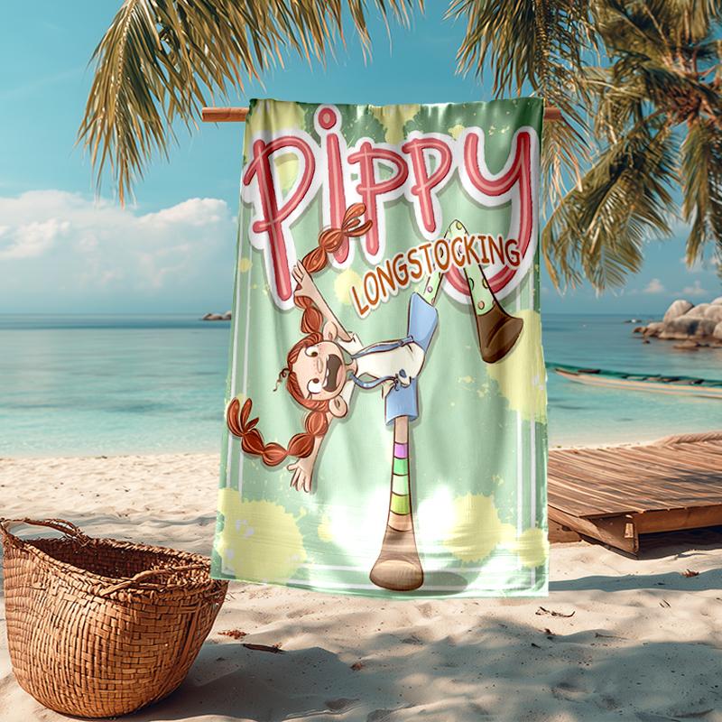Ultra-Soft Beach Towel with Pippi Longstocking Theme,Ideal for Pool - Camping, Diving - Perfect Travel Essential, Vibrant Beach Towel.