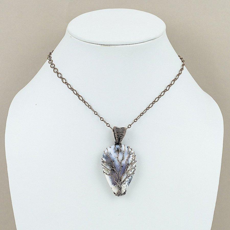 Dendrite Opal Handmade Copper Wire Wrap Jewelry Pendant 2.36" V8U93