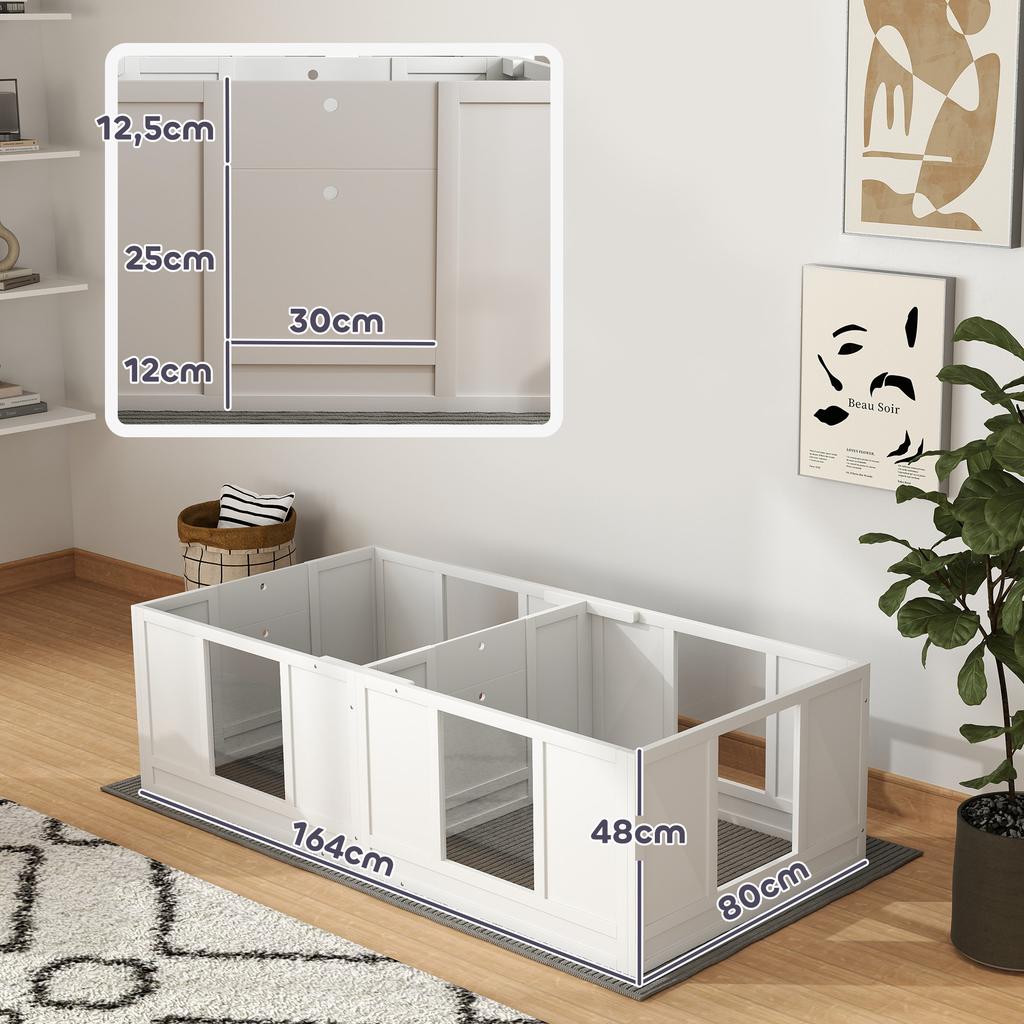 Welpenspielgehege für Hunde, mit durchsichtigen Paneelen, 2-Raum-Design, für kleine Hunde