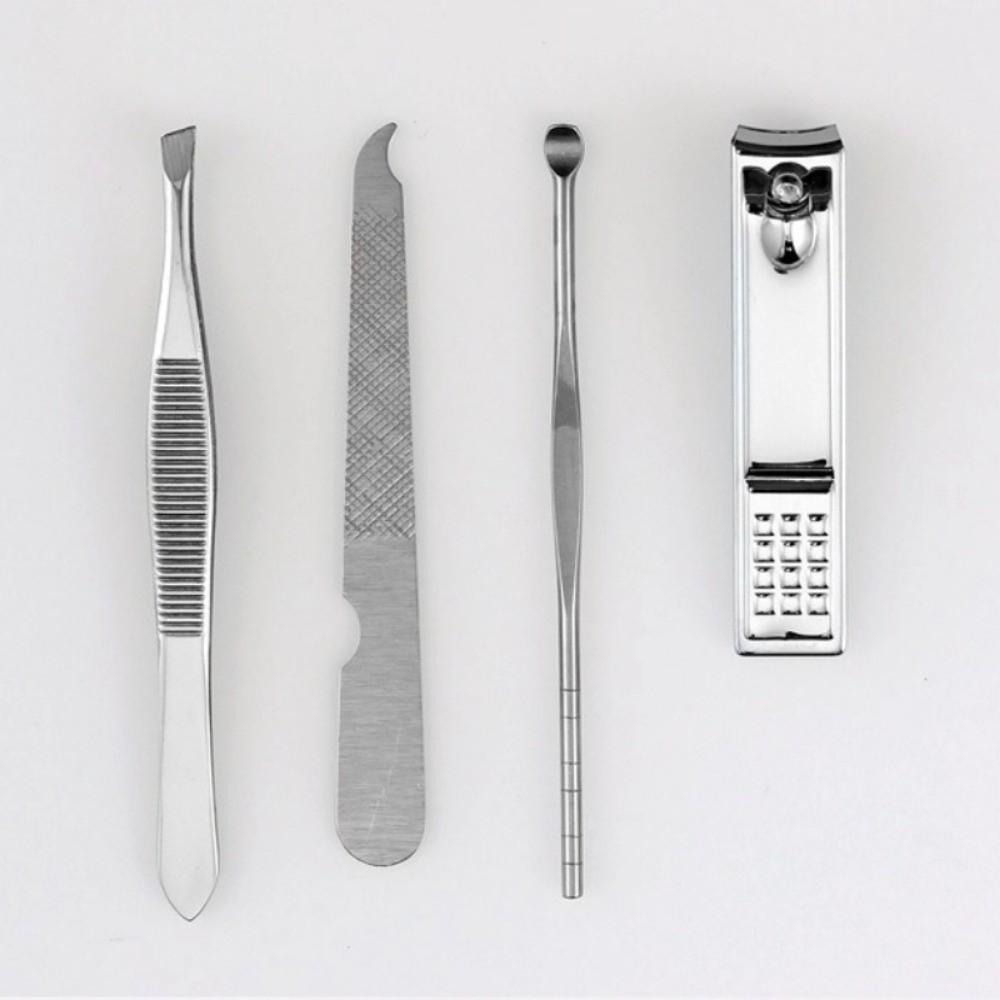 4 in 1 Nail Clipper Kit Stainless Steel Eyebrow Trimming Tool Portable Manicure Tools Set
