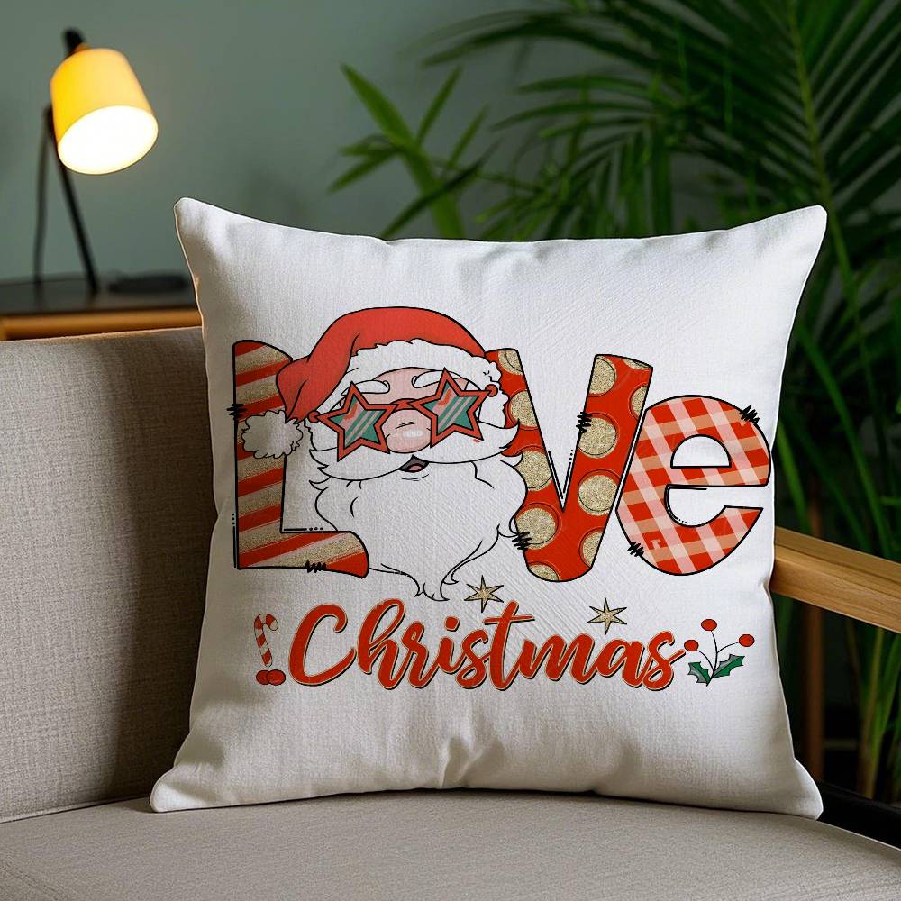 Christmas and deer Cute Pillow Case Antidustmite Invisible zipper Sofa Bed